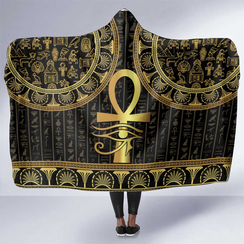 Personalised Egyptian Ankh Kid Wearable Blanket Hoodie Egypt Hieroglyphs Pattern LT15