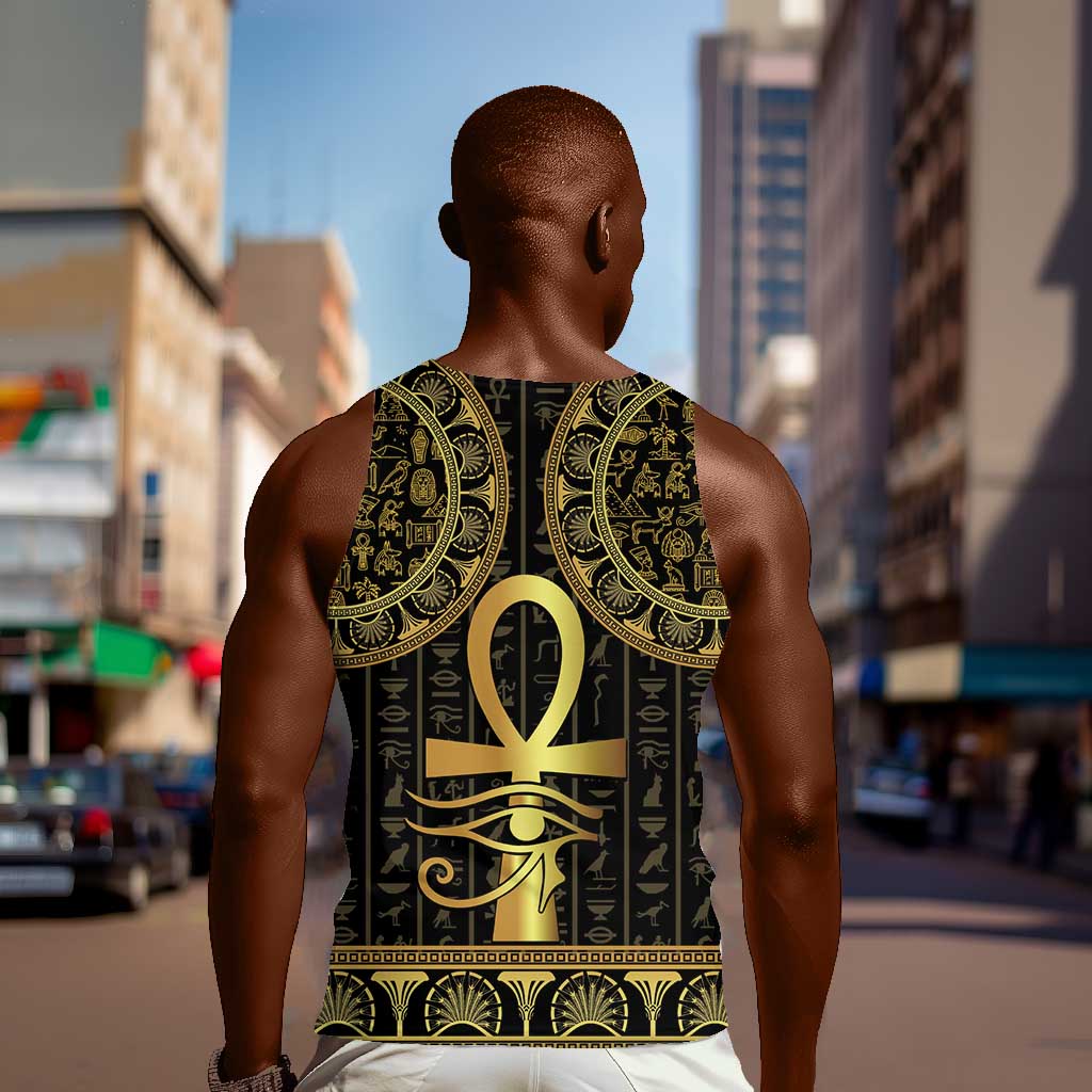 Afro Ancient Egypt Ankh and Eye Of Horus Men Tank Top Egyptian Hieroglyphs