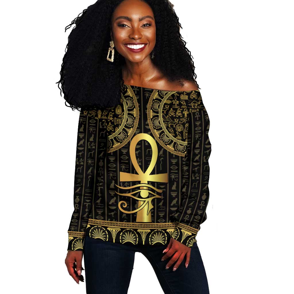 Afro Ancient Egypt Ankh and Eye Of Horus Sleeveless Hoodie Egyptian Hieroglyphs LT14