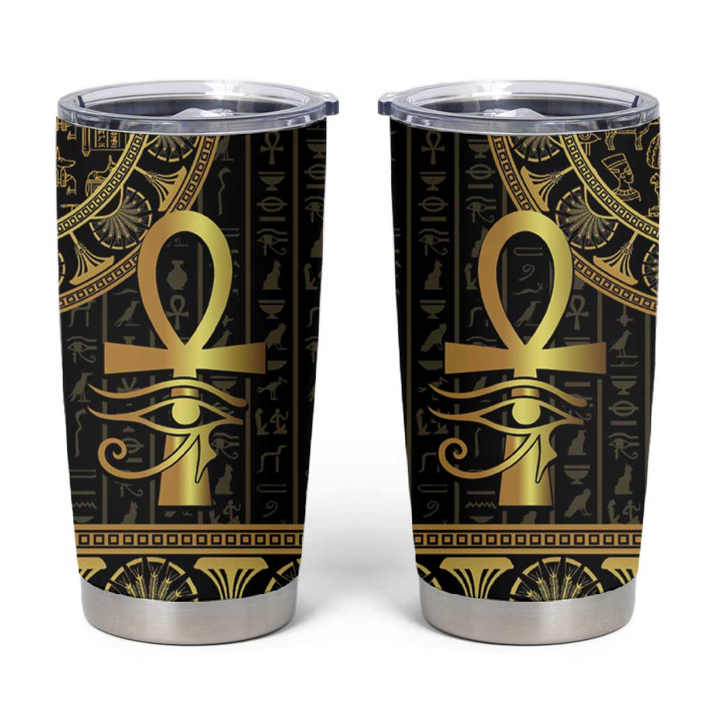 Afro Ancient Egypt Ankh and Eye Of Horus Tumbler Cup Egyptian Hieroglyphs