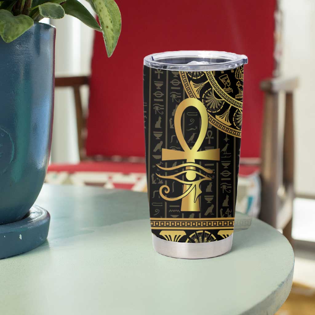 Afro Ancient Egypt Ankh and Eye Of Horus Tumbler Cup Egyptian Hieroglyphs