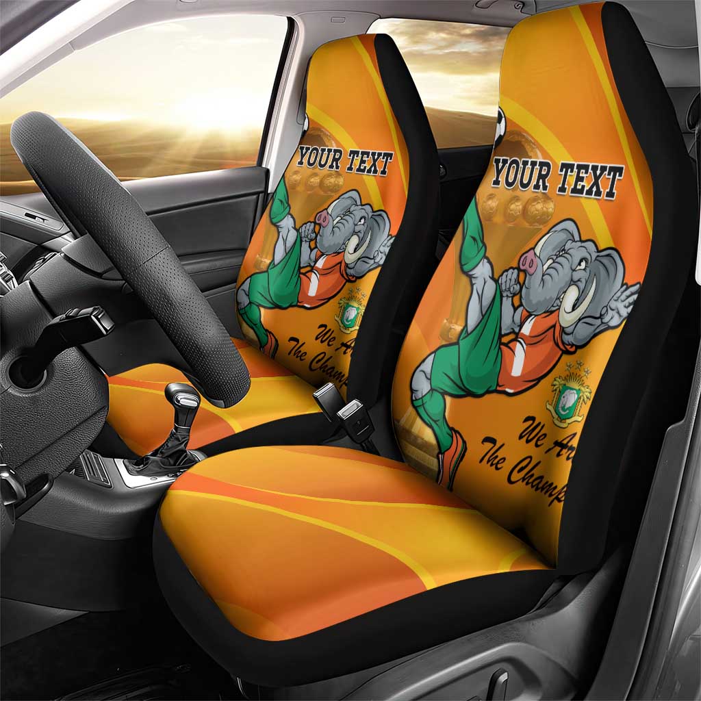 Custom Ivory Coast Football Car Seat Cover 2024 Mascot With Champions Trophy