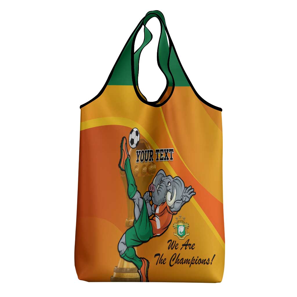 Custom Ivory Coast Football Grocery Bag 2024 Mascot With Champions Trophy