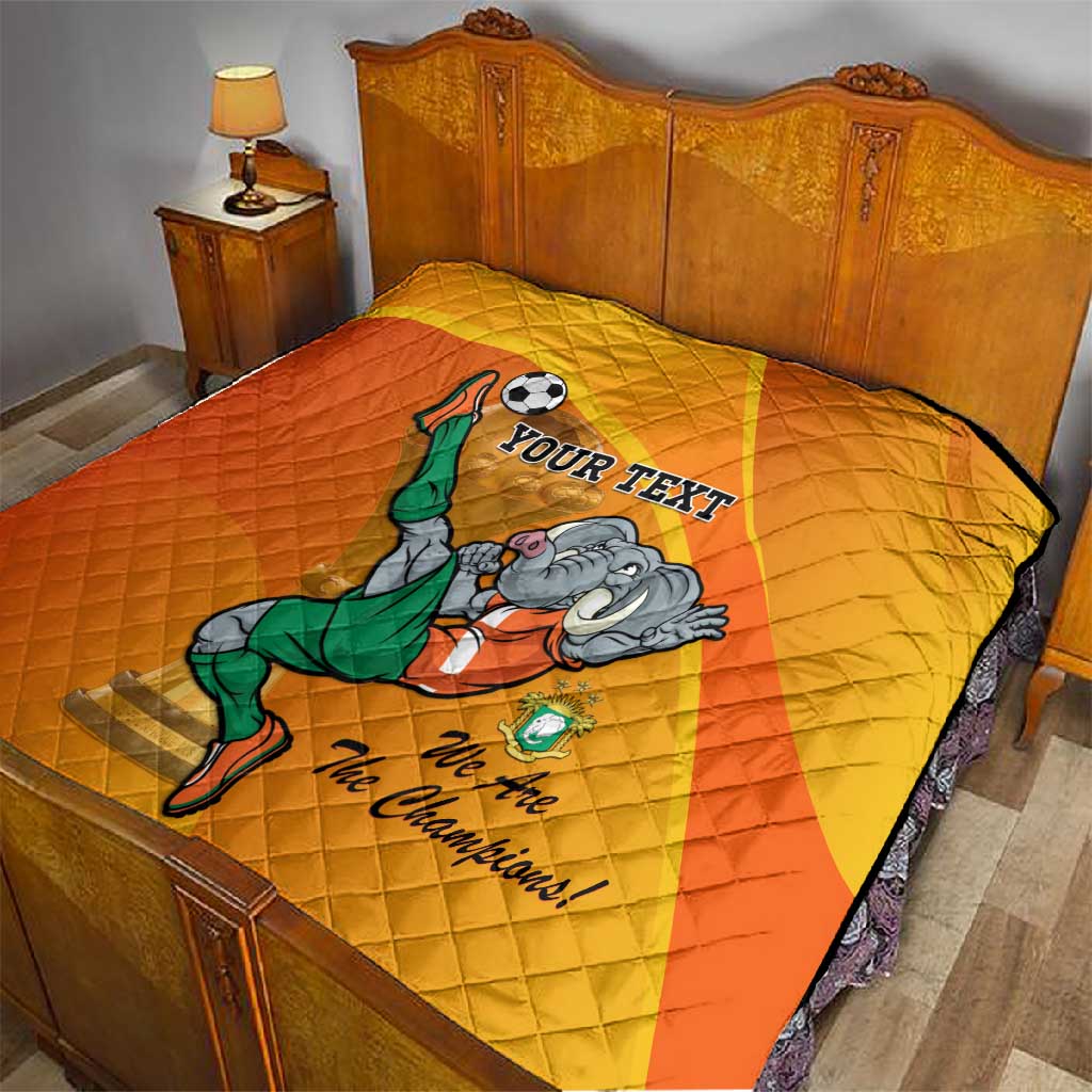 Custom Ivory Coast Football Quilt 2024 Mascot With Champions Trophy