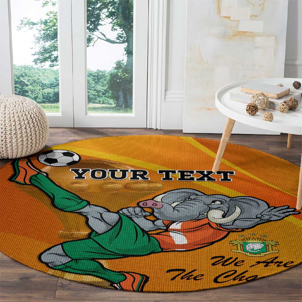 Custom Ivory Coast Football Round Carpet 2024 Mascot With Champions Trophy