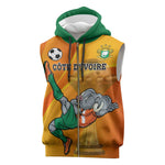 Custom Ivory Coast Football Sleeveless Zip Hoodie 2024 Mascot With Champions Trophy - African Pride