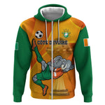Custom Ivory Coast Football Zip Hoodie 2024 Mascot With Champions Trophy