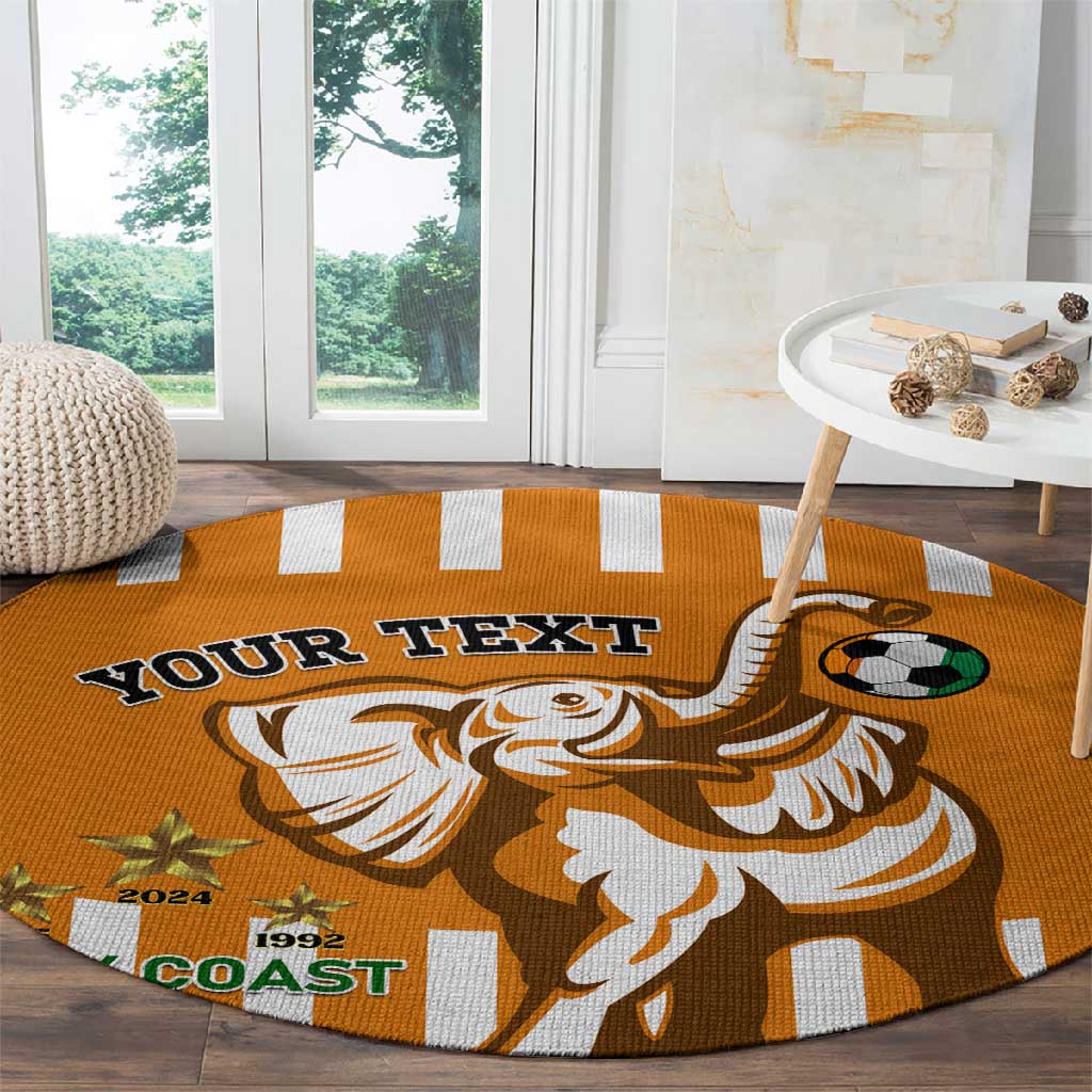 Custom Ivory Coast Football Round Carpet Les Elephants 3rd Champions Proud