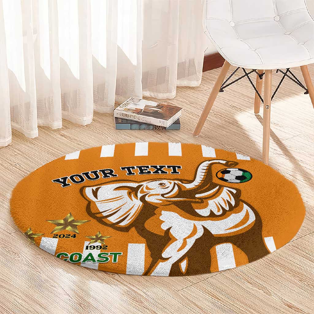Custom Ivory Coast Football Round Carpet Les Elephants 3rd Champions Proud