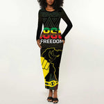 Juneteenth Freedom Day Long Sleeve Bodycon Dress 1865 Black Independence African Pattern LT14