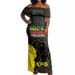 Juneteenth Freedom Day Off Shoulder Maxi Dress 1865 Black Independence African Pattern