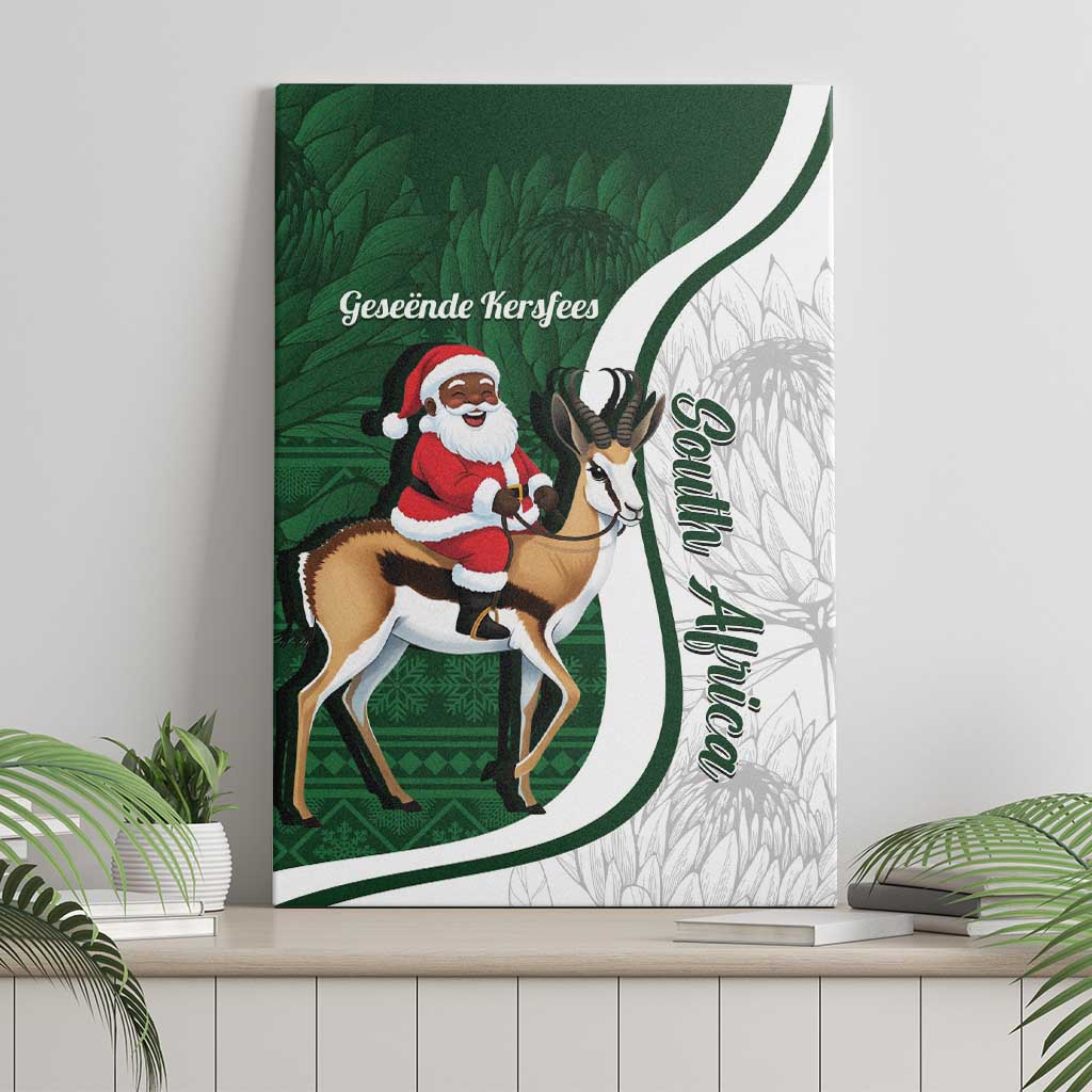 South Africa Christmas In July Canvas Wall Art Geseende Kersfees Springbok Black Santa