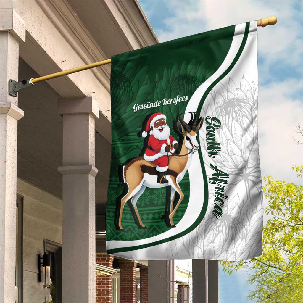 South Africa Christmas In July Garden Flag Geseende Kersfees Springbok Black Santa