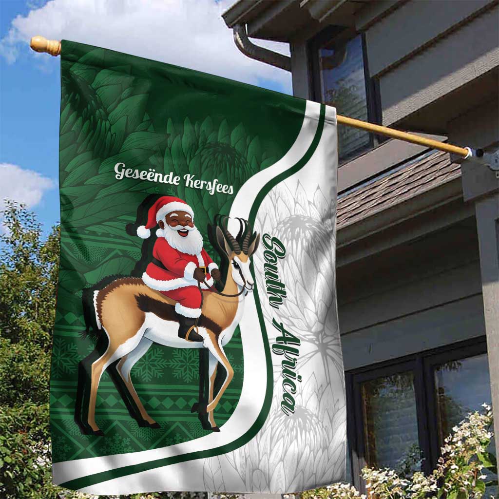 South Africa Christmas In July Garden Flag Geseende Kersfees Springbok Black Santa