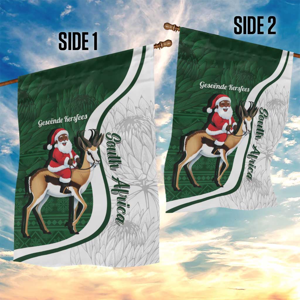 South Africa Christmas In July Garden Flag Geseende Kersfees Springbok Black Santa