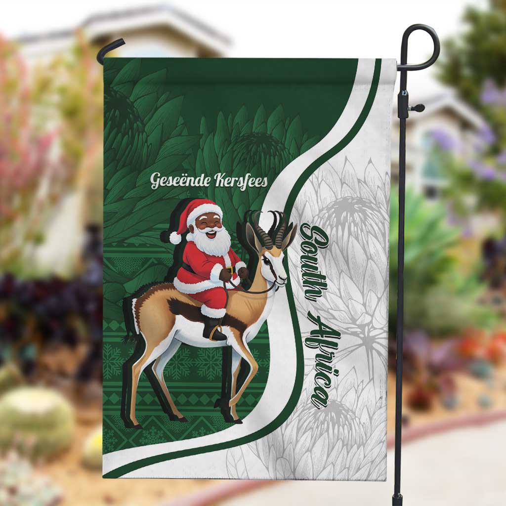 South Africa Christmas In July Garden Flag Geseende Kersfees Springbok Black Santa