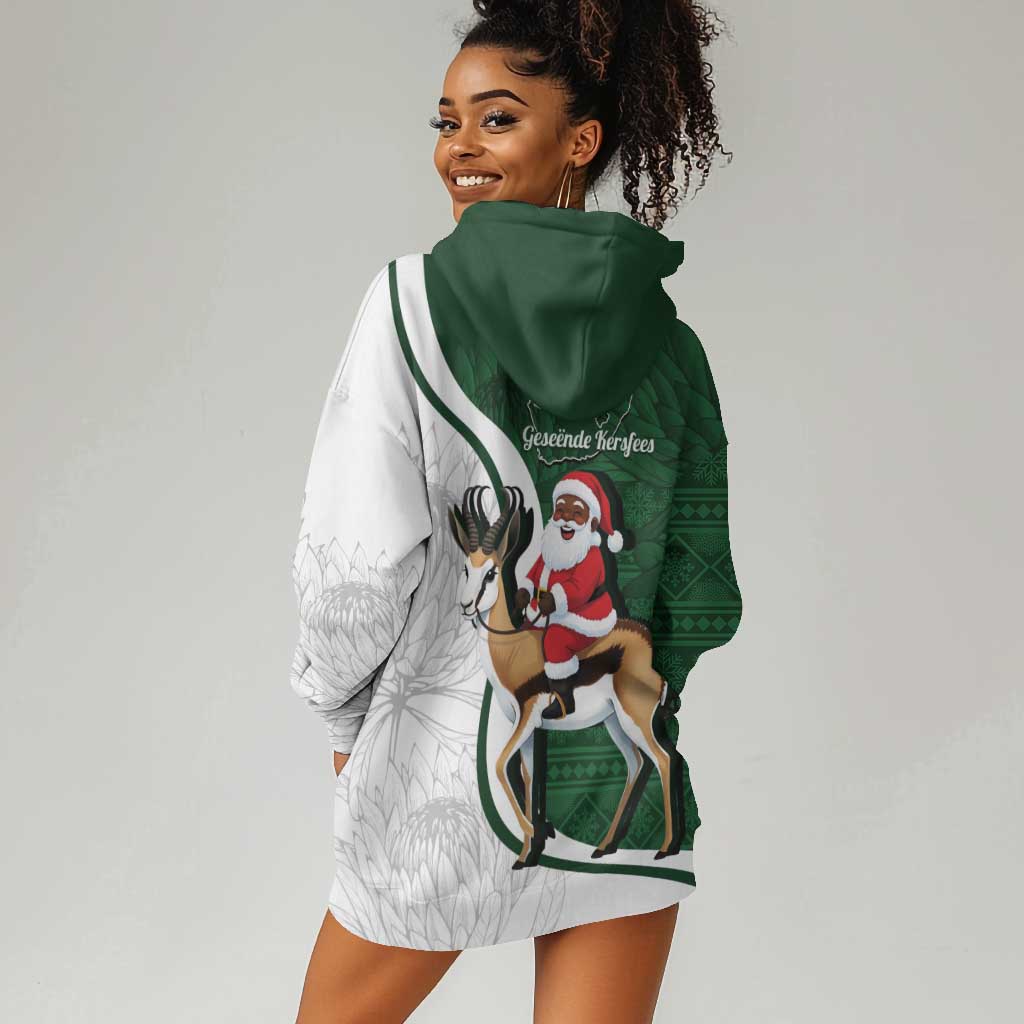 South Africa Christmas In July Hoodie Dress Geseende Kersfees Springbok Black Santa