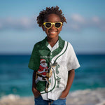 South Africa Christmas In July Kid Hawaiian Shirt Geseende Kersfees Springbok Black Santa