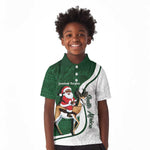 South Africa Christmas In July Kid Polo Shirt Geseende Kersfees Springbok Black Santa
