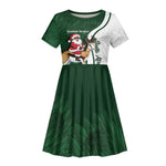 South Africa Christmas In July Kid Short Sleeve Dress Geseende Kersfees Springbok Black Santa