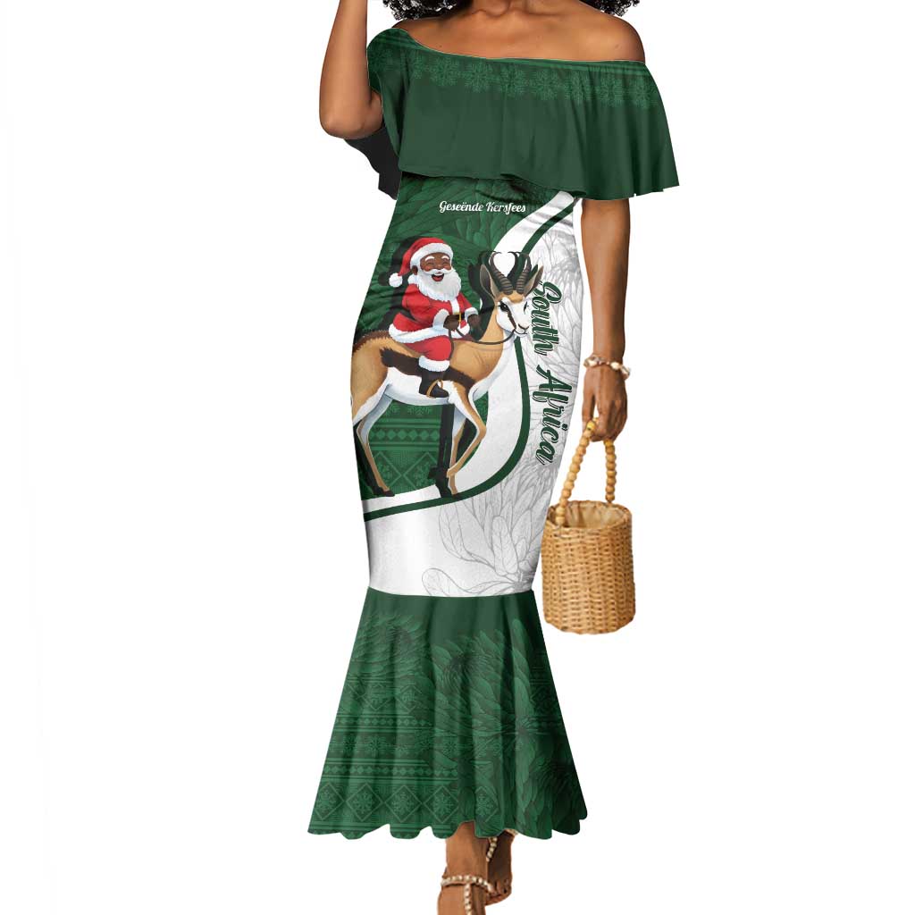 South Africa Christmas In July Mermaid Dress Geseende Kersfees Springbok Black Santa
