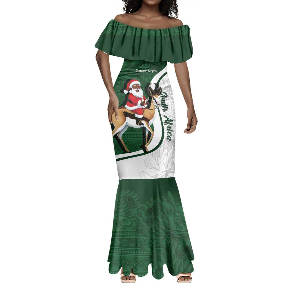 South Africa Christmas In July Mermaid Dress Geseende Kersfees Springbok Black Santa