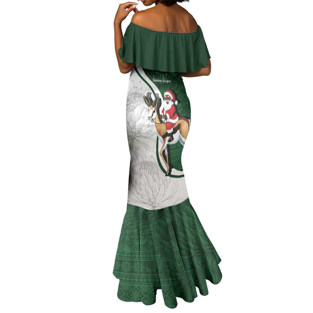 South Africa Christmas In July Mermaid Dress Geseende Kersfees Springbok Black Santa