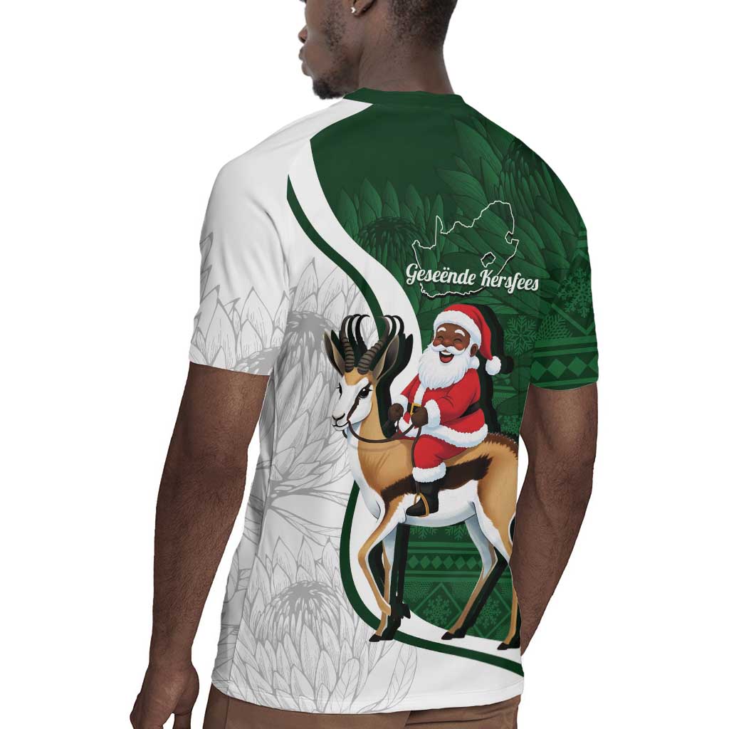 South Africa Christmas In July Rugby Jersey Geseende Kersfees Springbok Black Santa