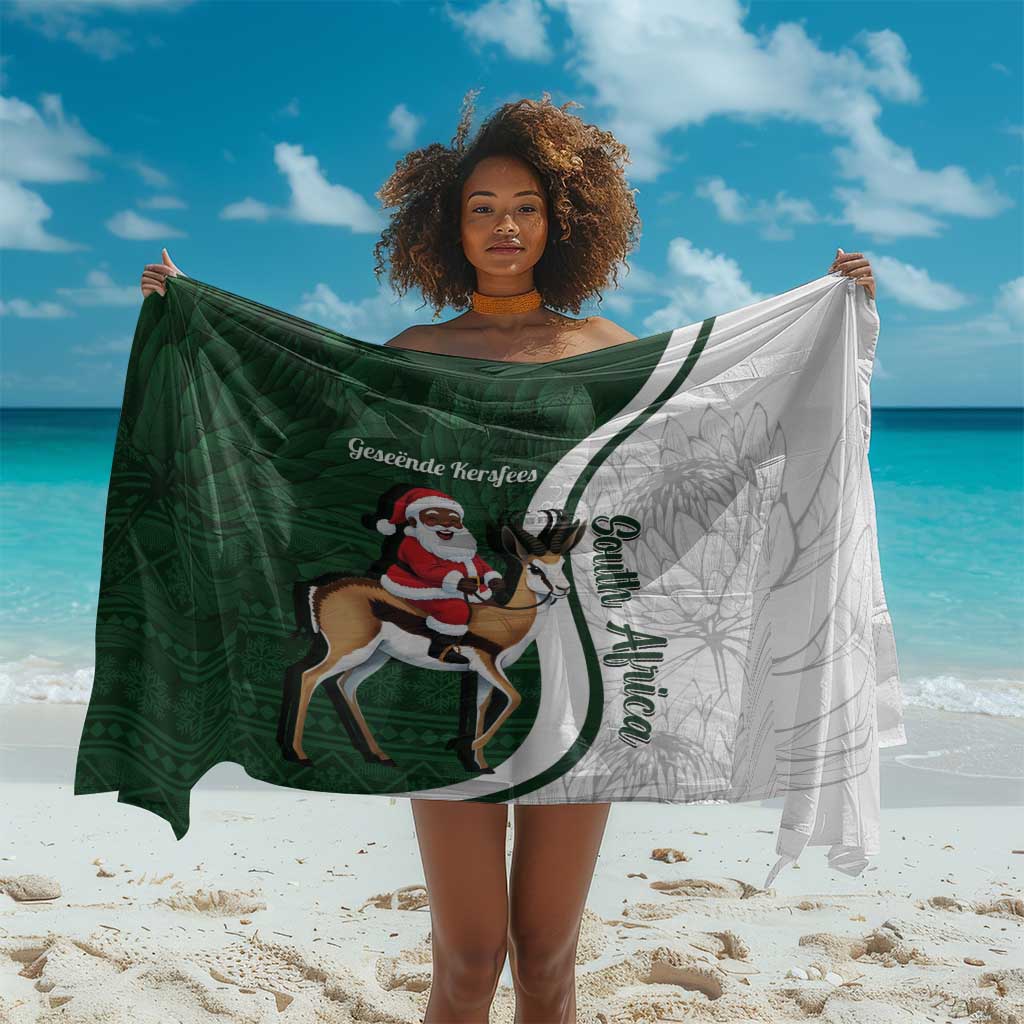 South Africa Christmas In July Sarong Geseende Kersfees Springbok Black Santa