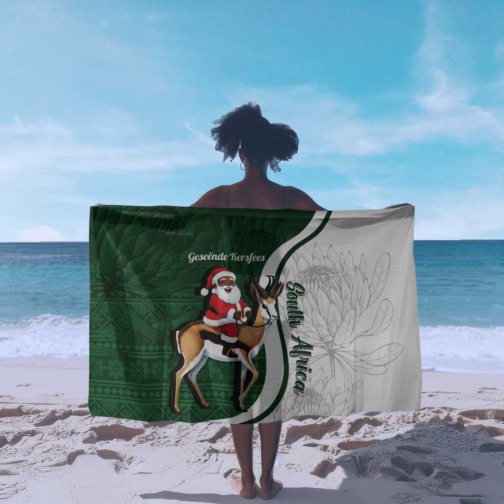 South Africa Christmas In July Sarong Geseende Kersfees Springbok Black Santa
