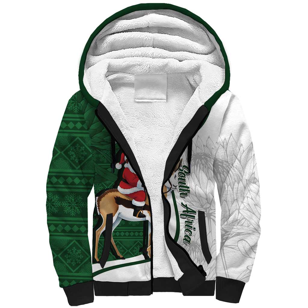 South Africa Gelukkige Kersfees Baseball Jacket Black Santa Claus Riding Springbok LT01 main image 1