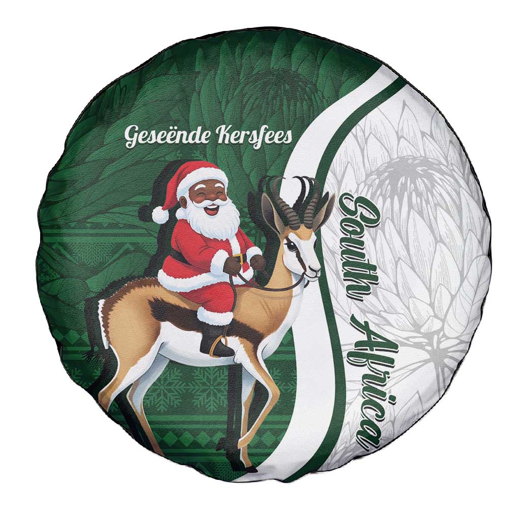 South Africa Christmas In July Spare Tire Cover Geseende Kersfees Springbok Black Santa
