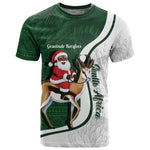 South Africa Christmas In July T shirt Geseende Kersfees Springbok Black Santa
