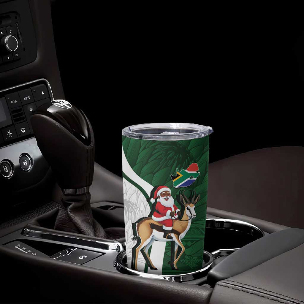 South Africa Christmas In July Tumbler Cup Geseende Kersfees Springbok Black Santa