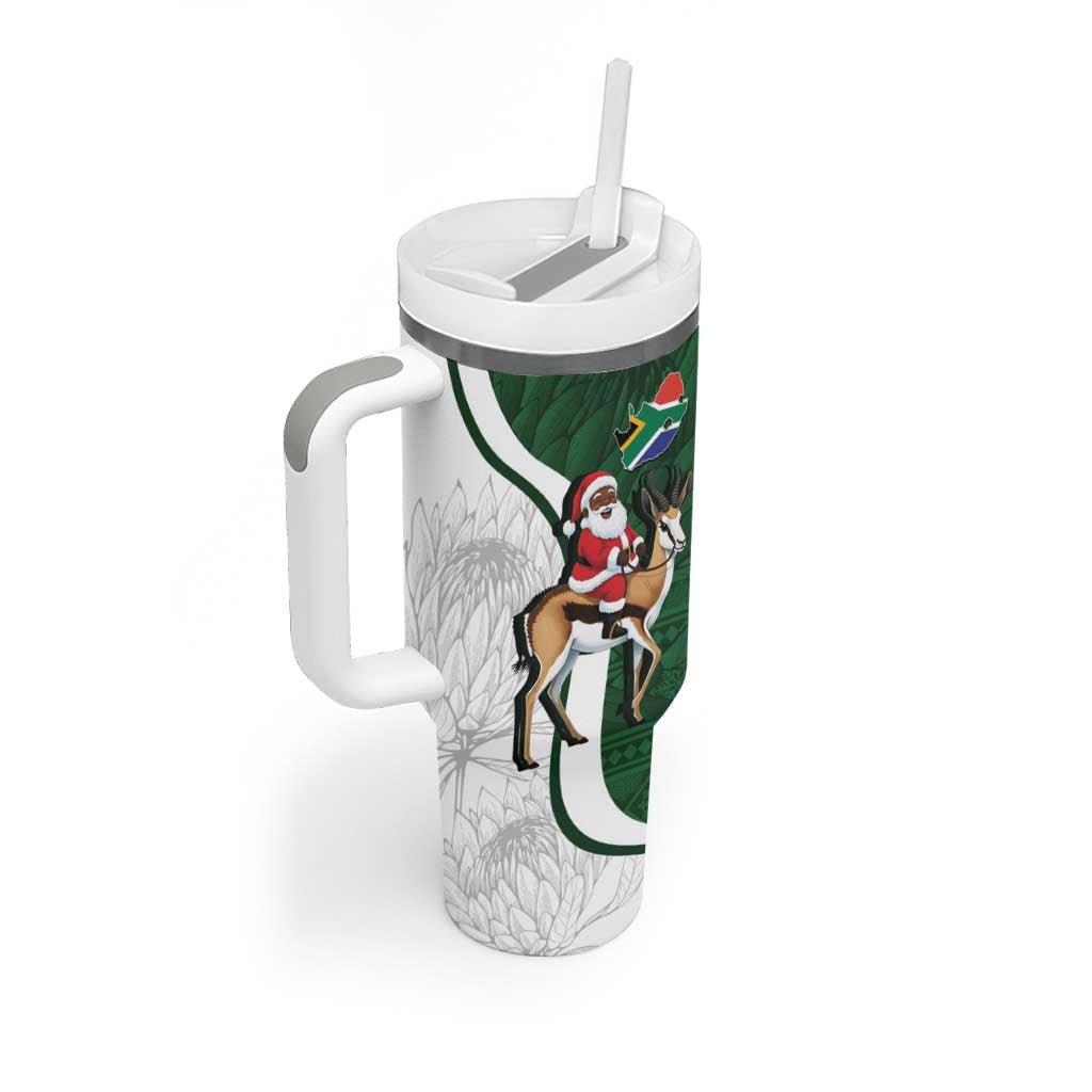 South Africa Christmas In July Tumbler With Handle Geseende Kersfees Springbok Black Santa