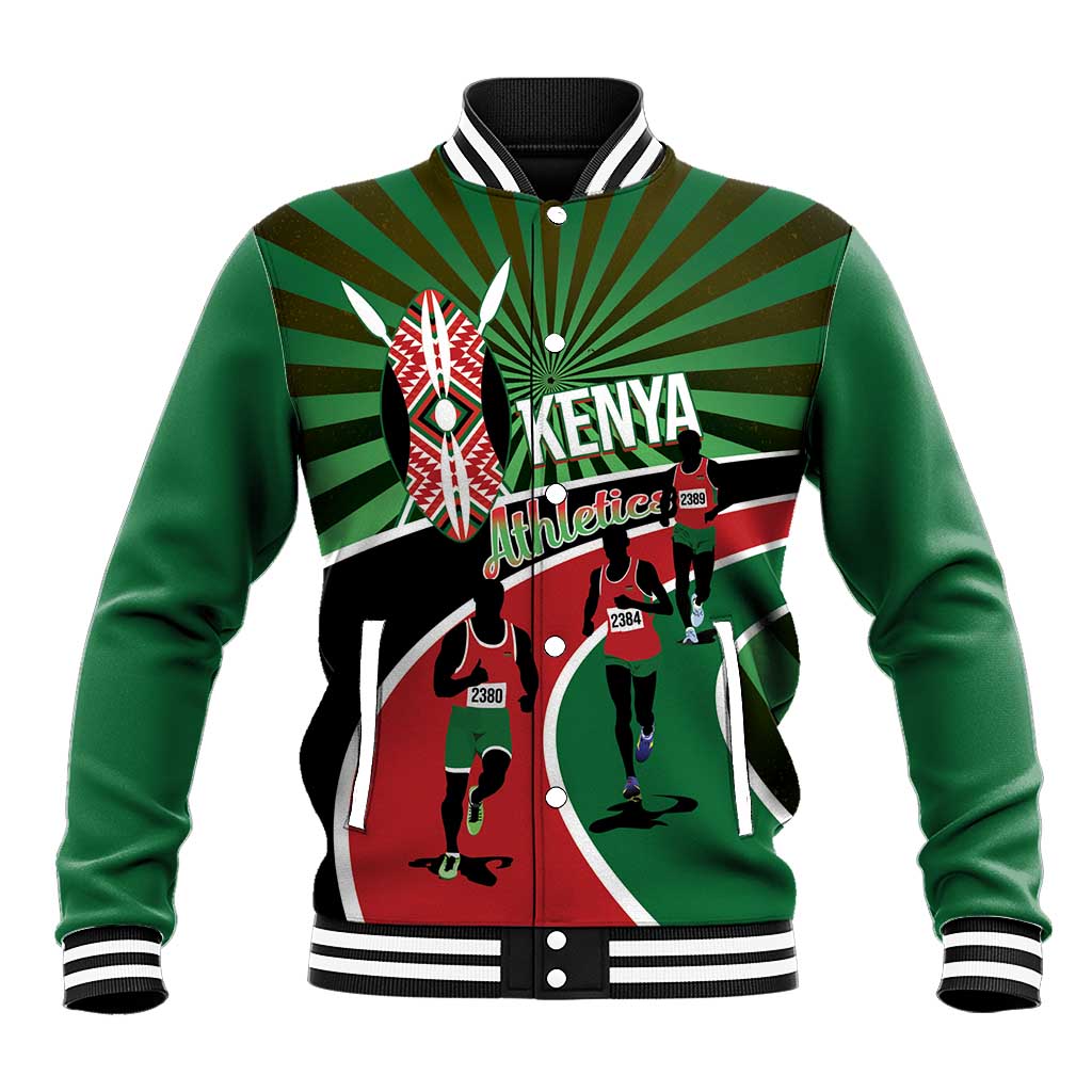 Afro Athletics Kenya Baseball Jacket Olono Maasai Shield Running Way - African Pride
