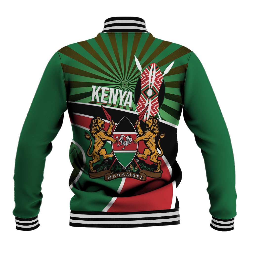 Afro Athletics Kenya Baseball Jacket Olono Maasai Shield Running Way - African Pride