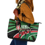 Afro Athletics Kenya Leather Tote Bag Olono Maasai Shield Running Way - African Pride