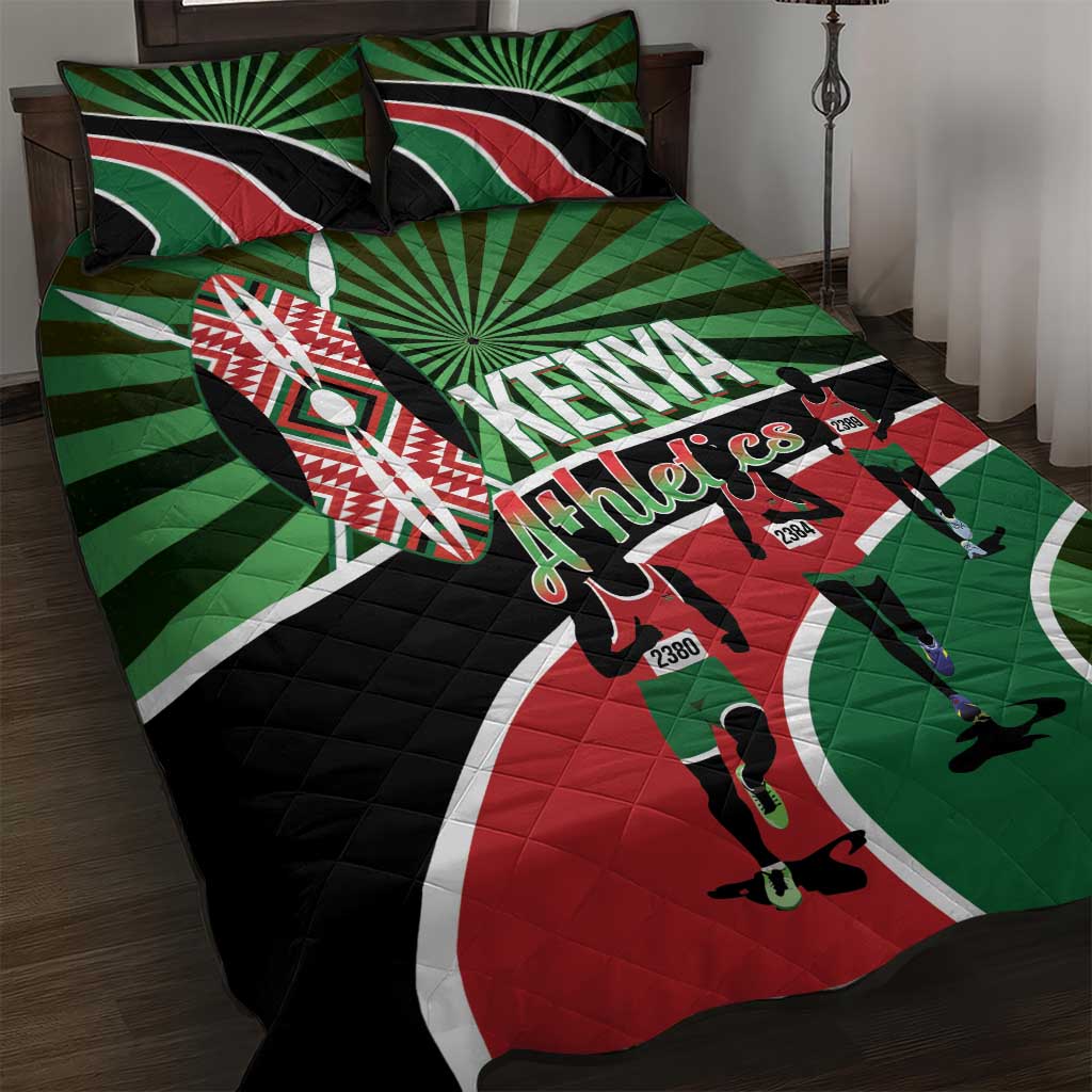 Afro Athletics Kenya Quilt Bed Set Olono Maasai Shield Running Way - African Pride