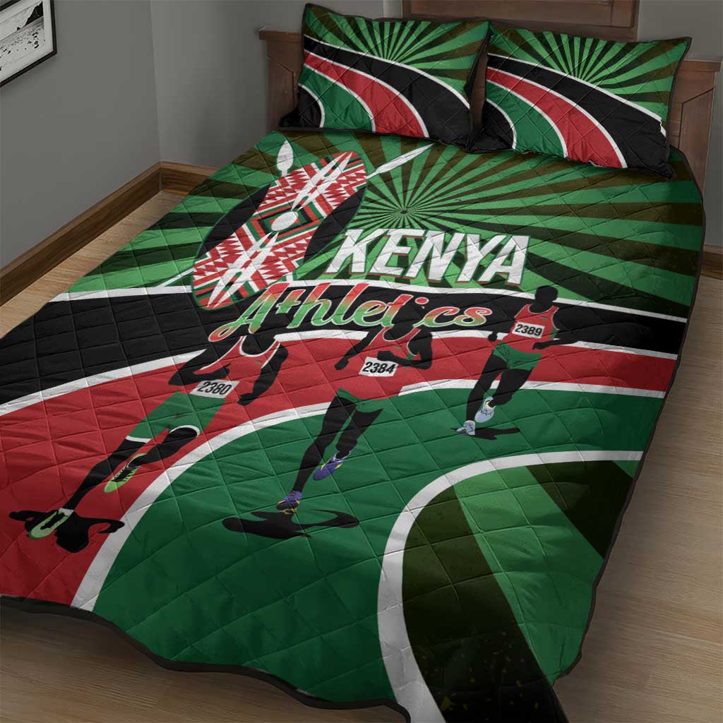 Afro Athletics Kenya Quilt Bed Set Olono Maasai Shield Running Way - African Pride