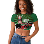 Afro Athletics Kenya Raglan Cropped T shirt Olono Maasai Shield Running Way - African Pride