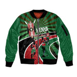 Afro Athletics Kenya Sleeve Zip Bomber Jacket Olono Maasai Shield Running Way - African Pride
