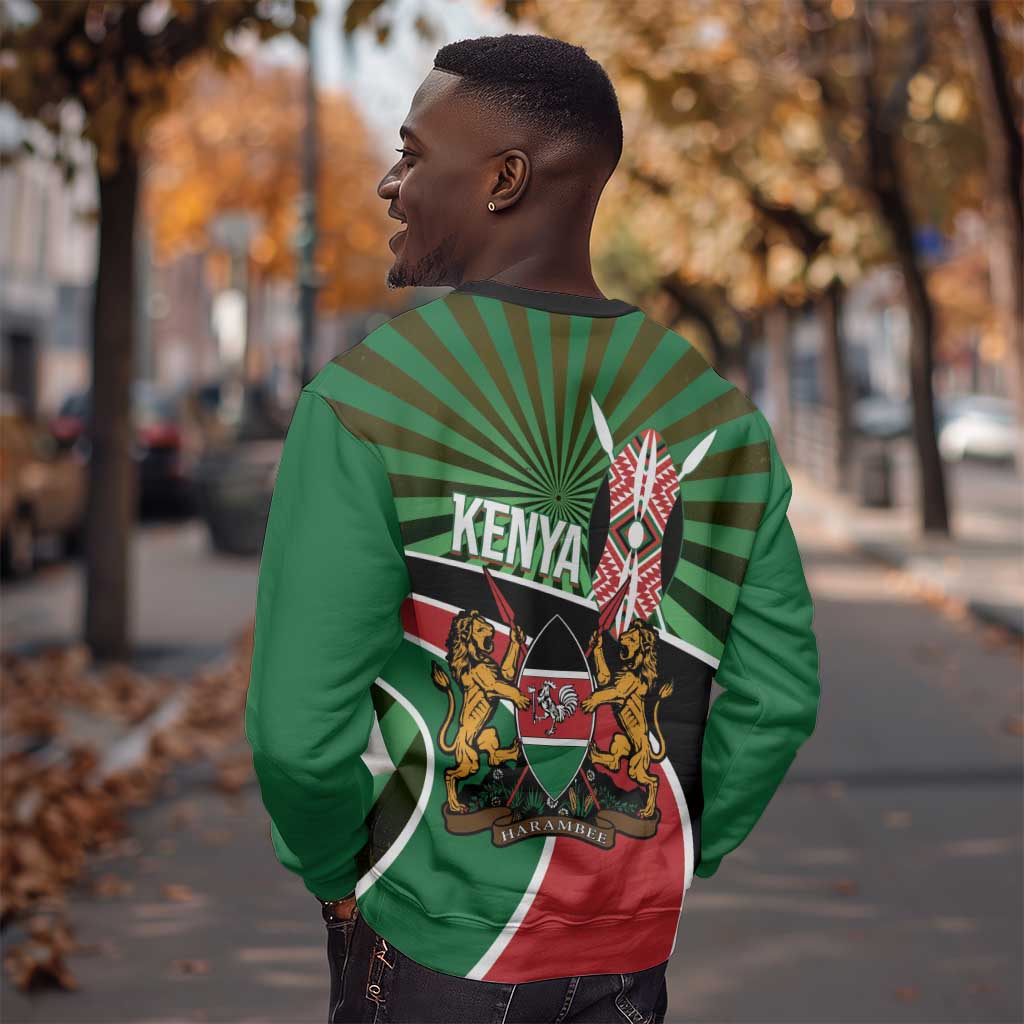 Afro Athletics Kenya Sweatshirt Olono Maasai Shield Running Way - African Pride