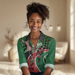 Afro Athletics Kenya Women Casual Shirt Olono Maasai Shield Running Way - African Pride