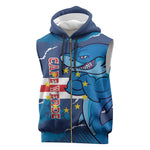 Custom Cape Verde Football Sleeveless Zip Hoodie Blue Sharks Mascot - African Pride