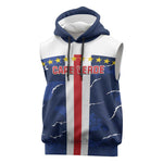 Custom Cape Verde Football Sleeveless Hoodie Blue Sharks Sporty - African Pride