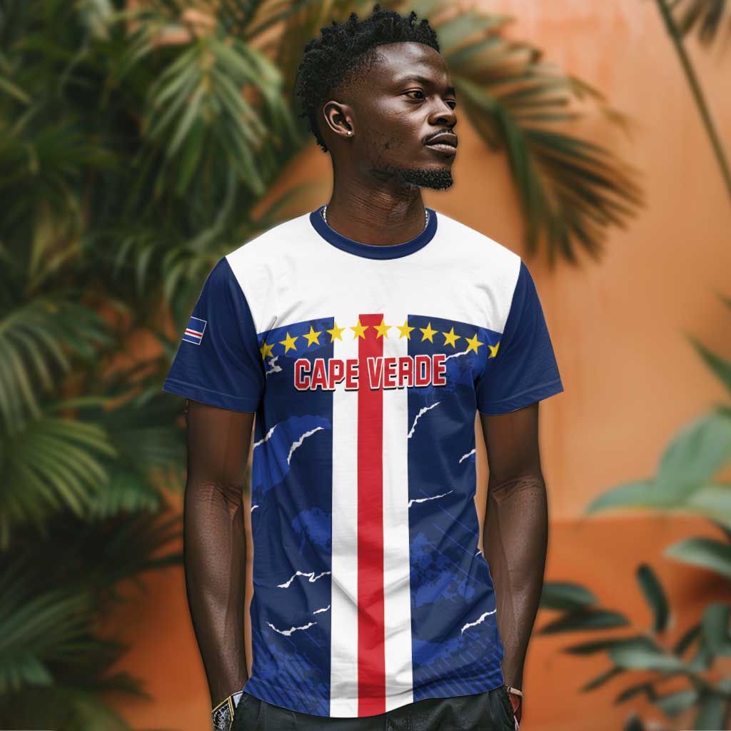 Custom Cape Verde Football T shirt Blue Sharks Sporty