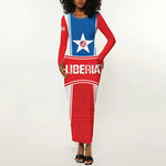 Custom Lone Stars Long Sleeve Bodycon Dress Liberia Football - Sporty Style LT14