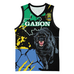 Personalized Gabon Black Panther Basketball Jersey Gabonese Map Grunge Style - African Pride