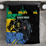 Personalized Gabon Black Panther Bedding Set Gabonese Map Grunge Style